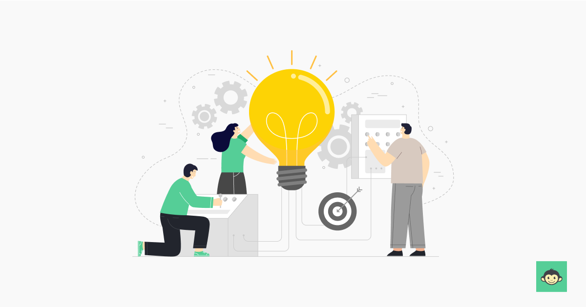 Employees are working with an idea together