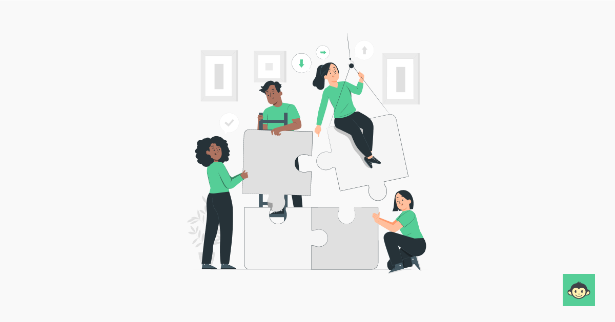 Employees are connecting puzzles 