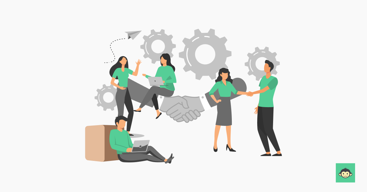 Employees are collaborating and working together effectively in the workplace
