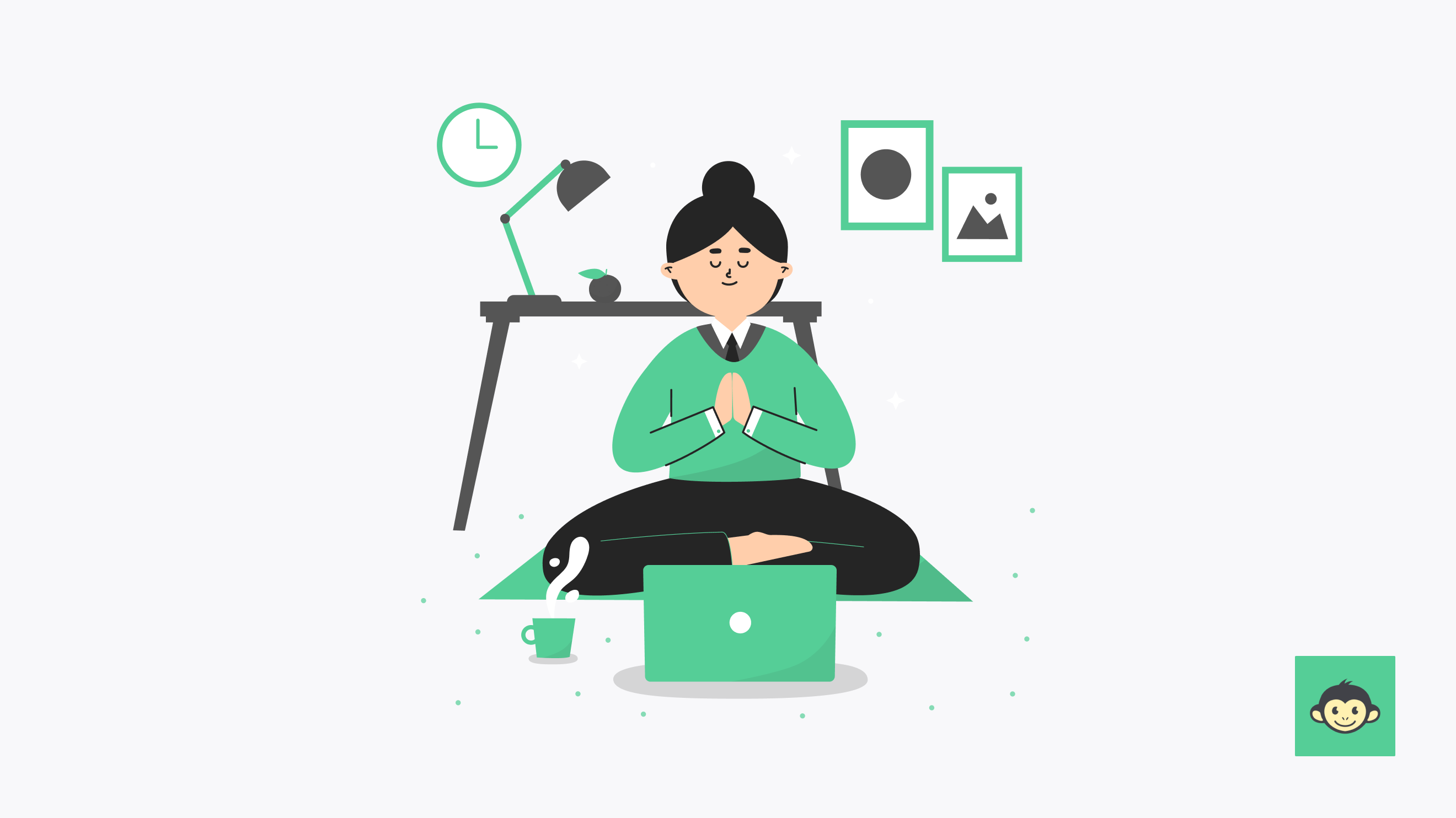 Employee meditating in the workplace