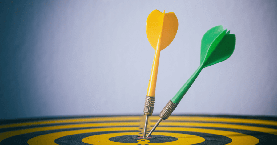 Darts on a board