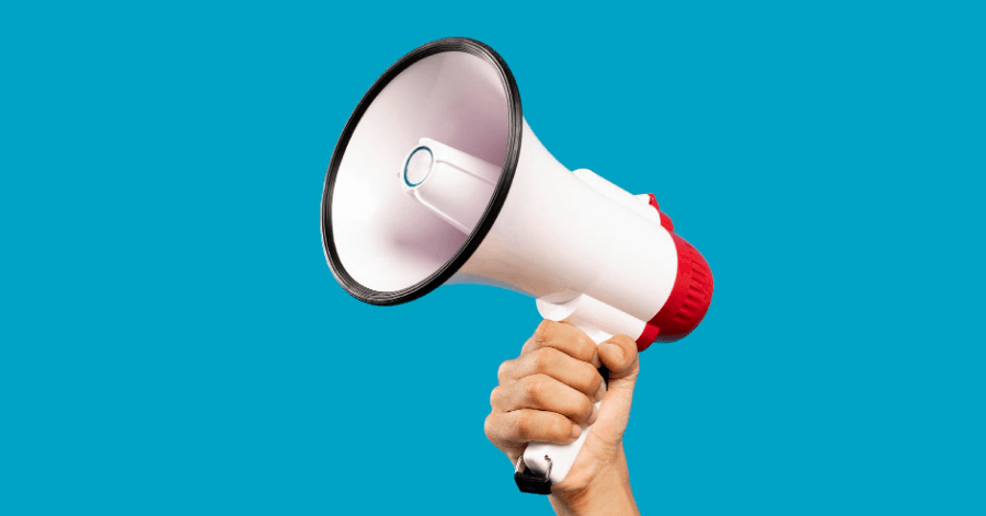 Employee holding a megaphone