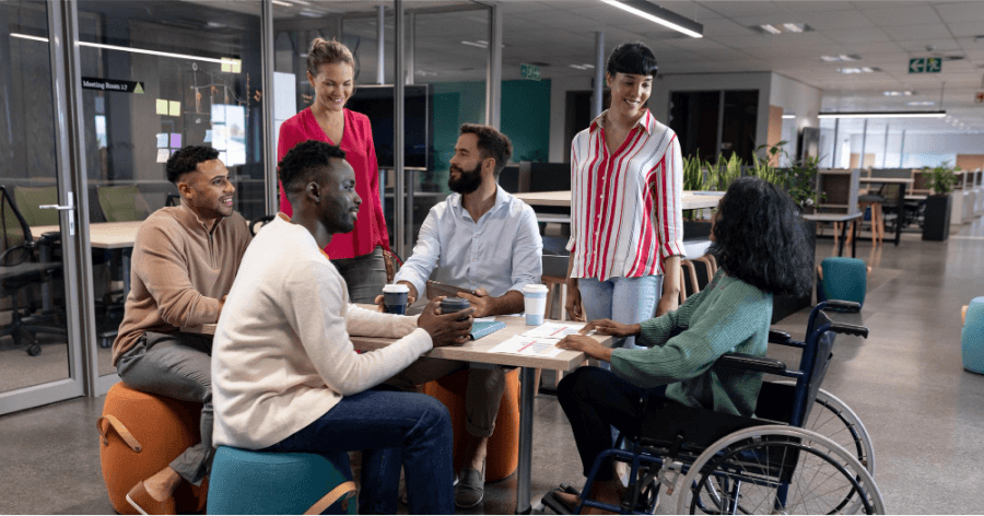 Employees in a meeting