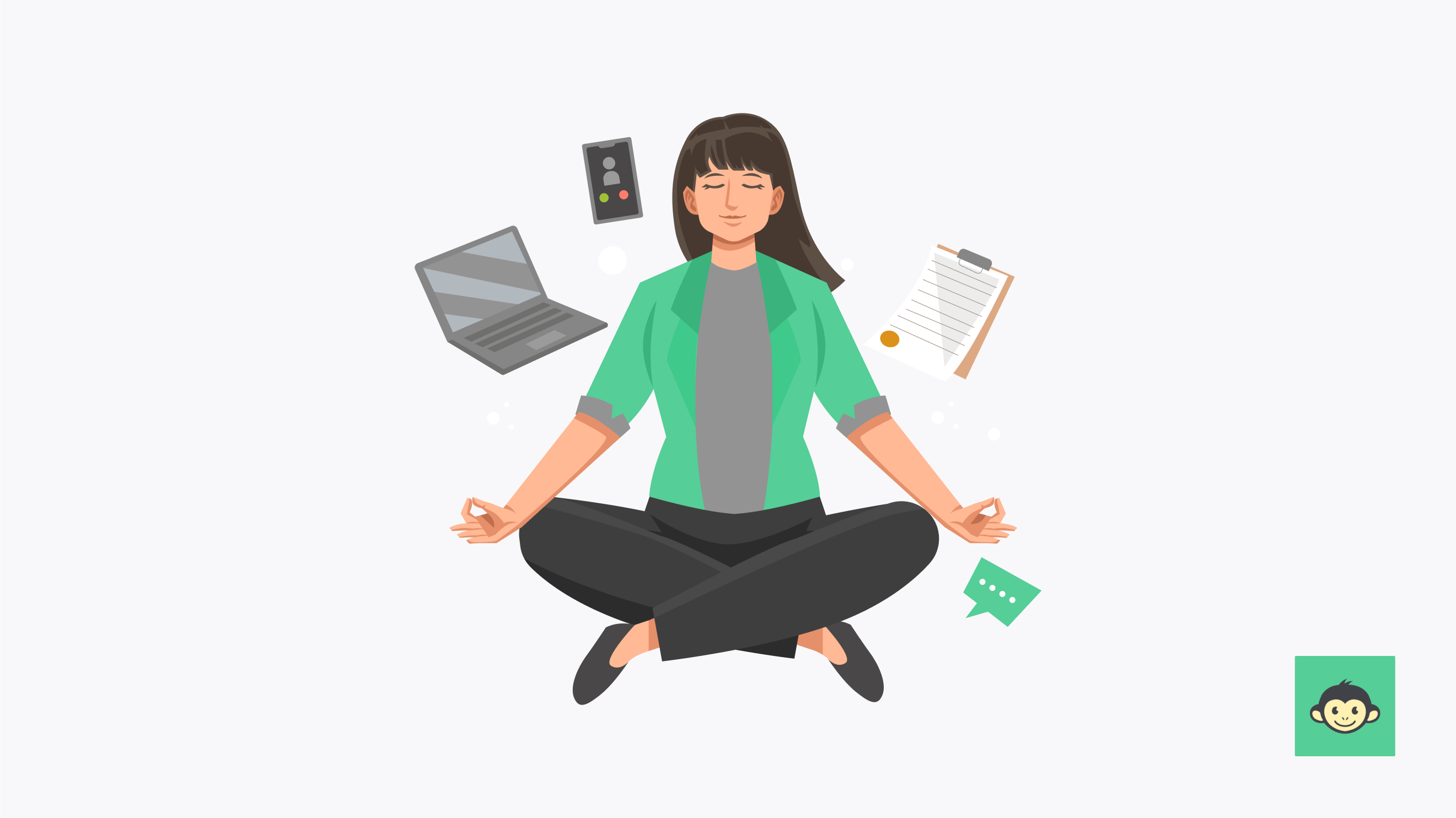 Employee meditating in the workplace