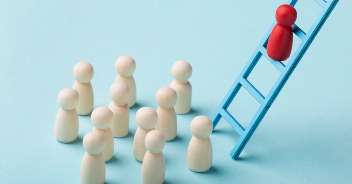 A figurine on a ladder