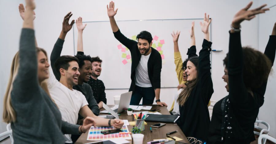 Employees in a meeting