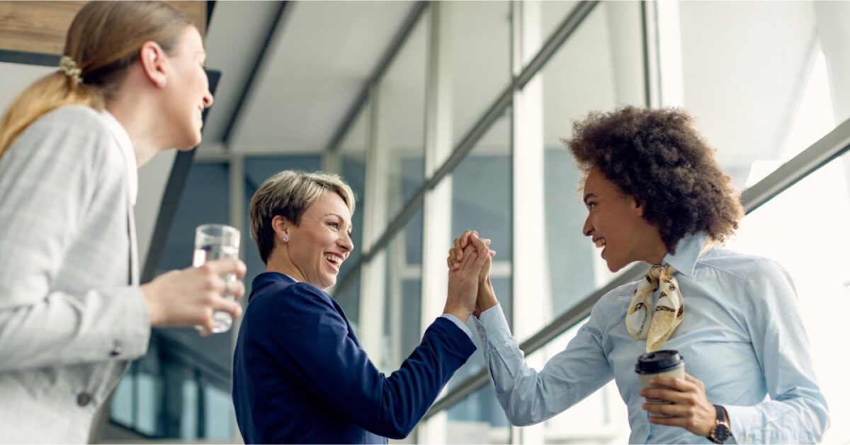 Employees talking to each other