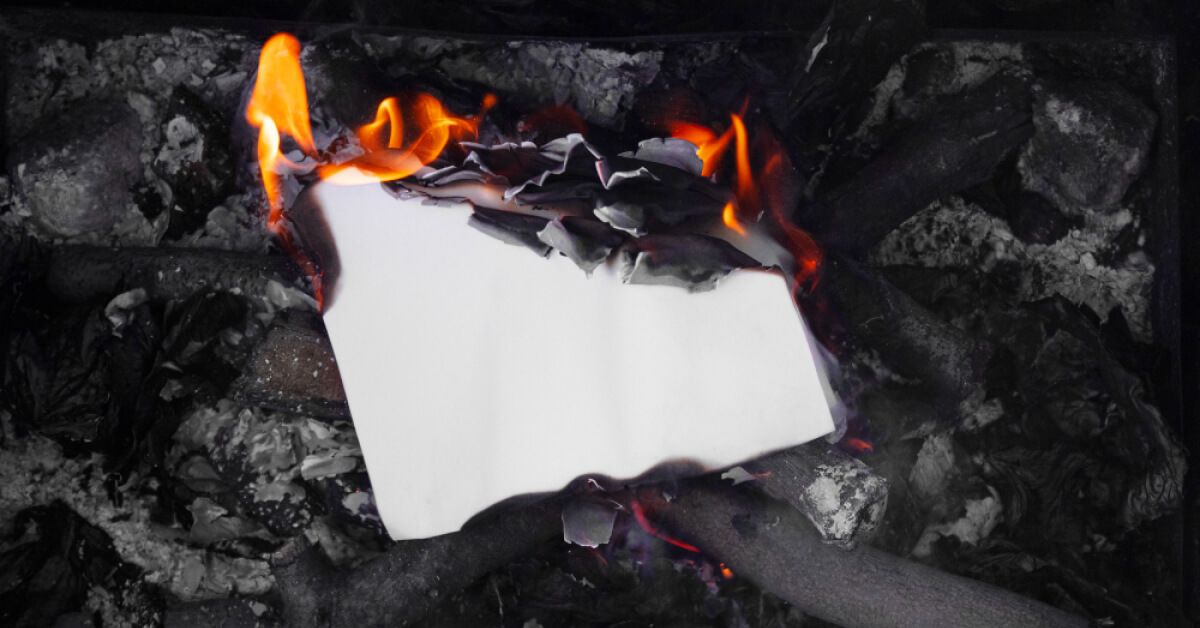 A paper getting burnt 