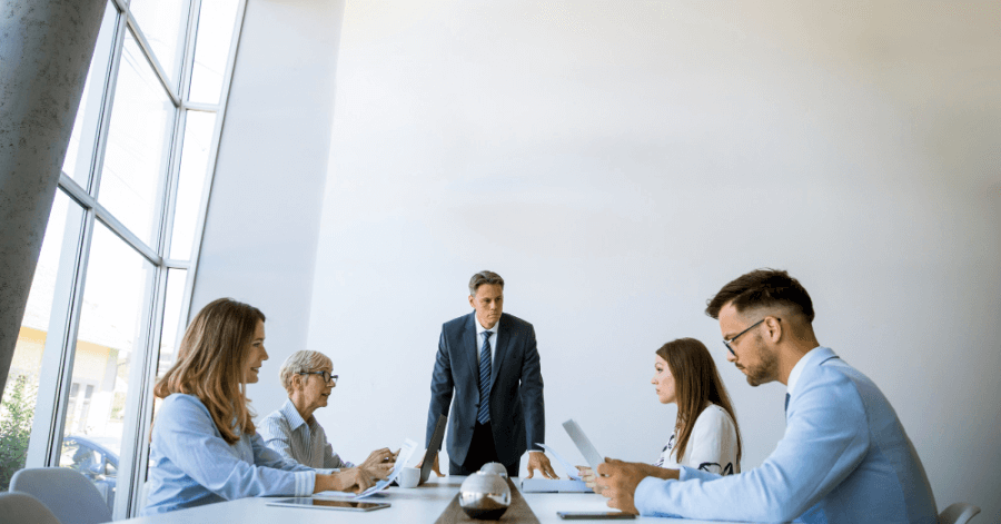 Employees in a meeting