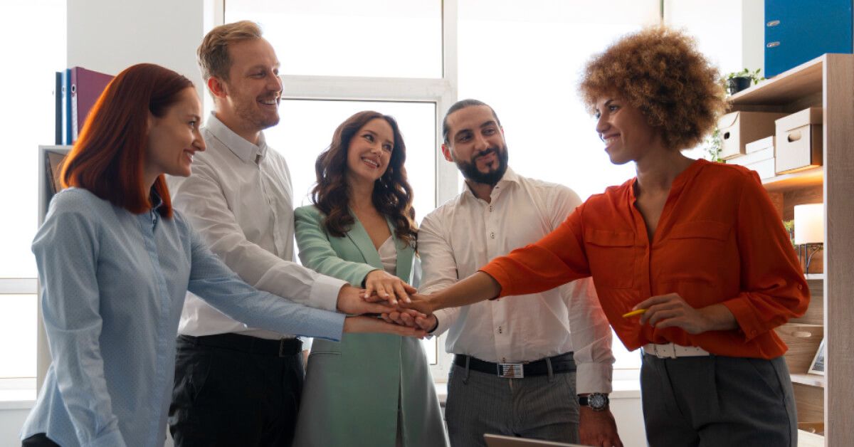 Employees celebrating among themselves