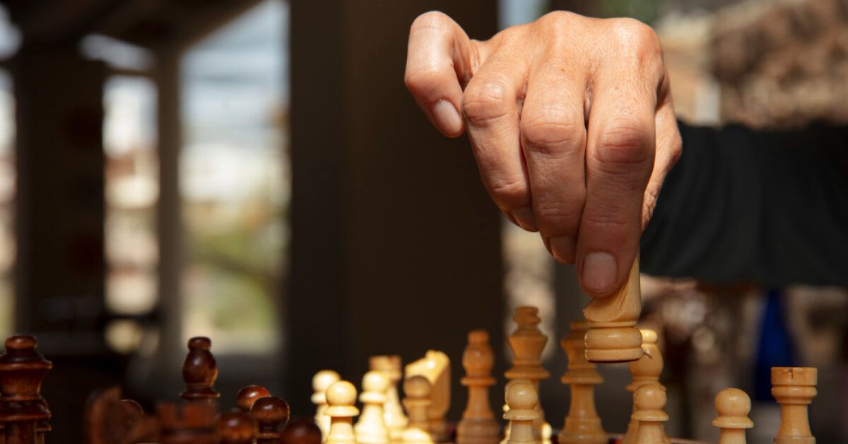 A man playing chess