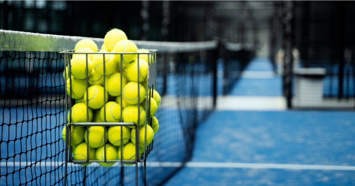 Practice setup in tennis court