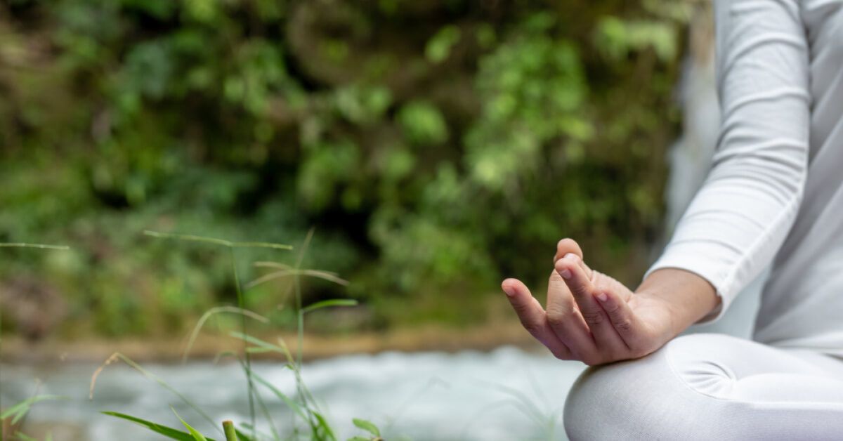 A woman doing meditation