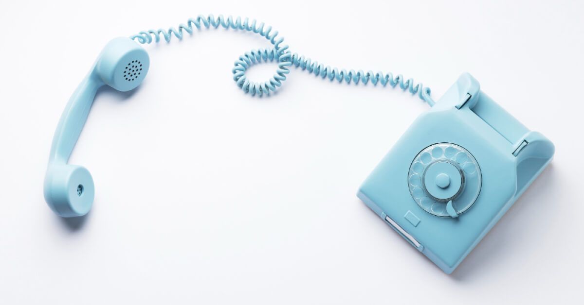 A blue retro telephone