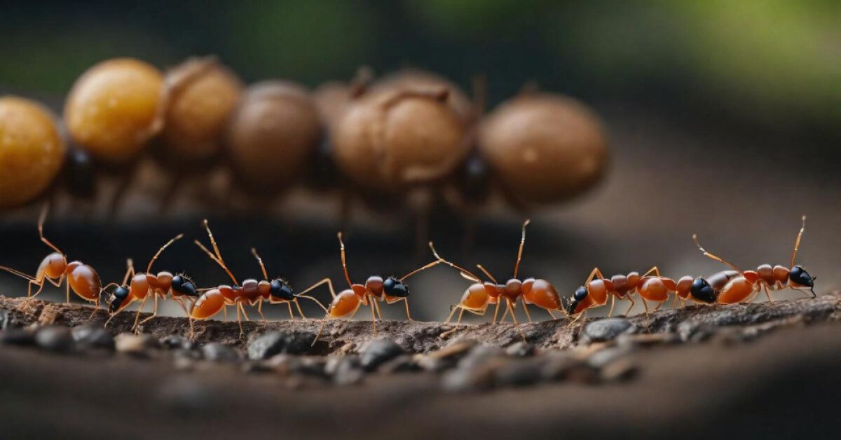 Ants are working together 