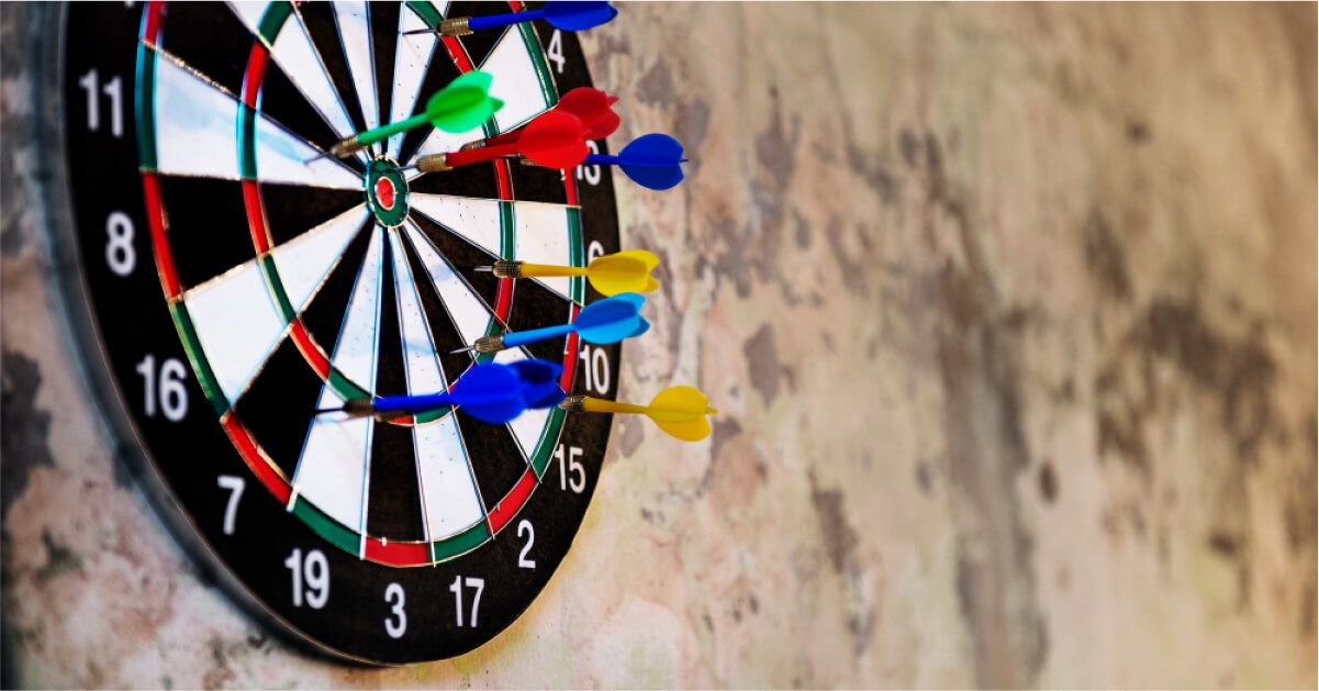 A dartboard with darts