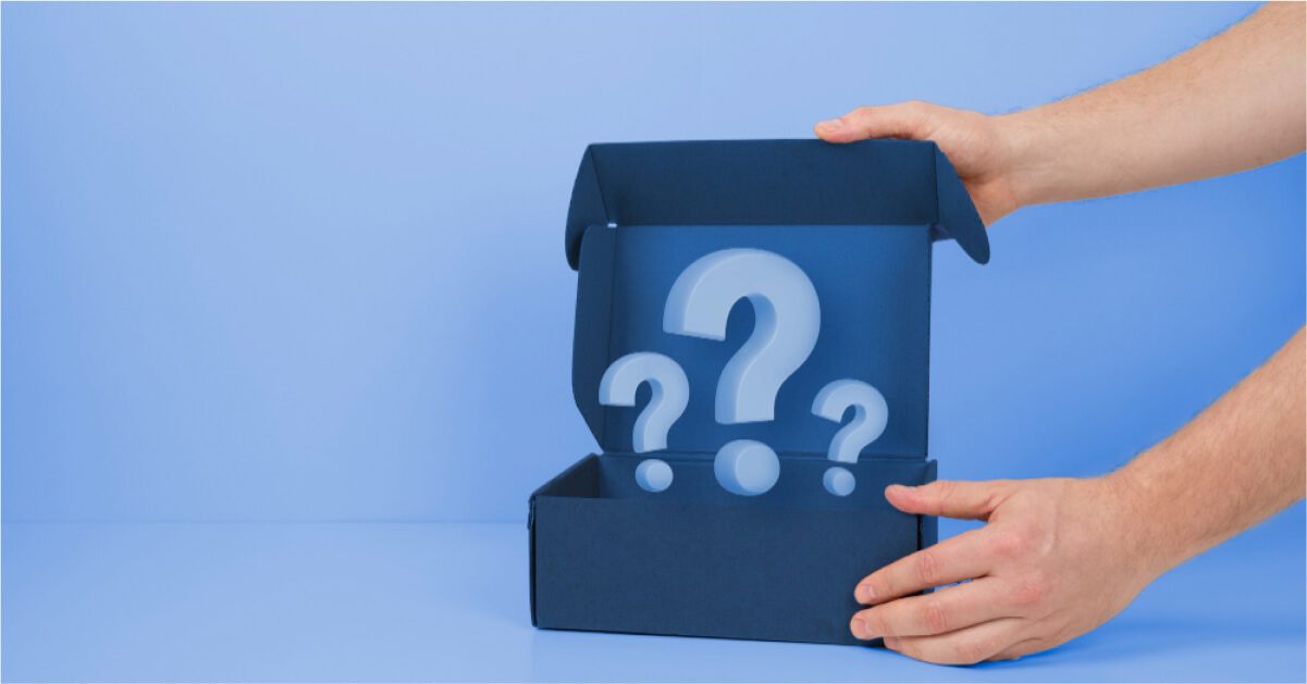 A box with question marks inside it