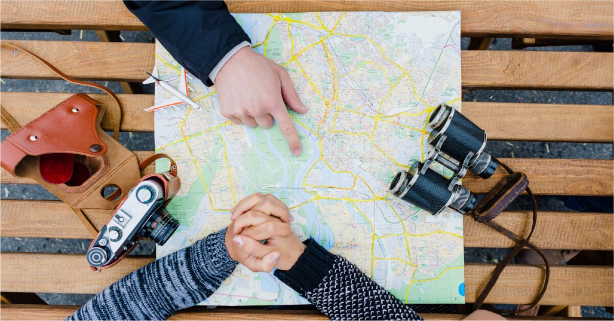 Tourists looking at a map