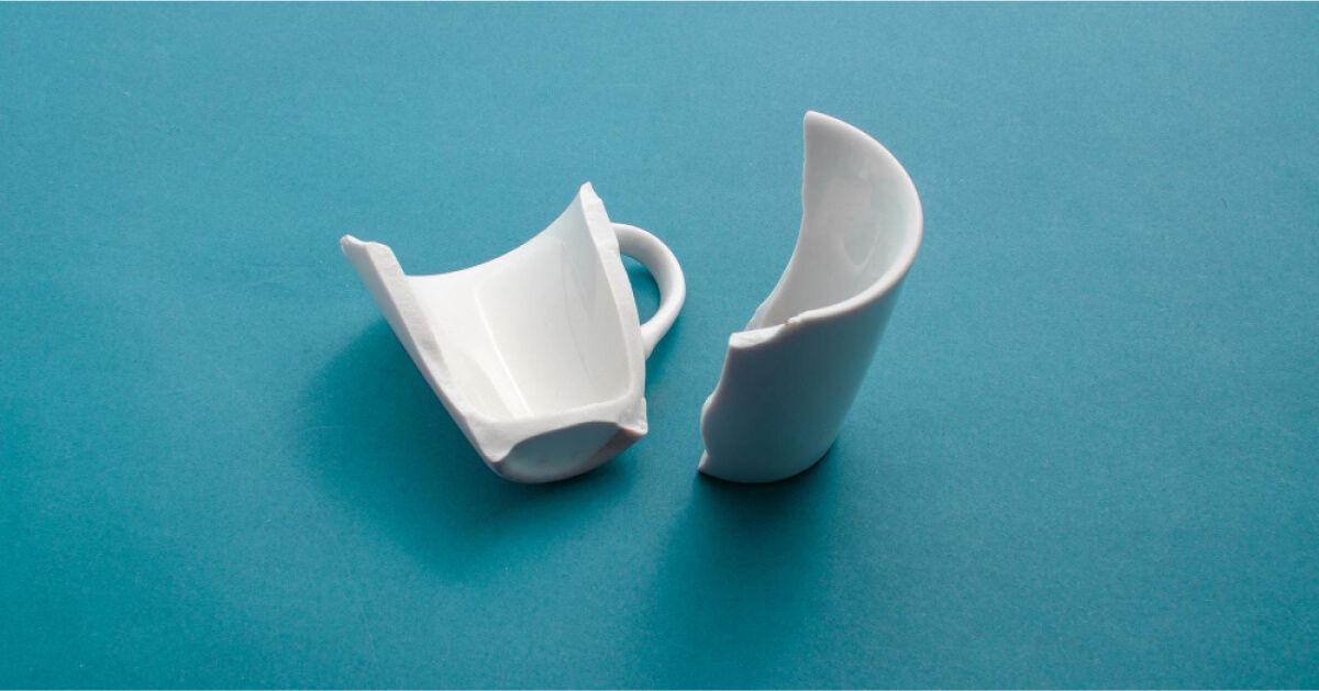 A crockery broken into two 