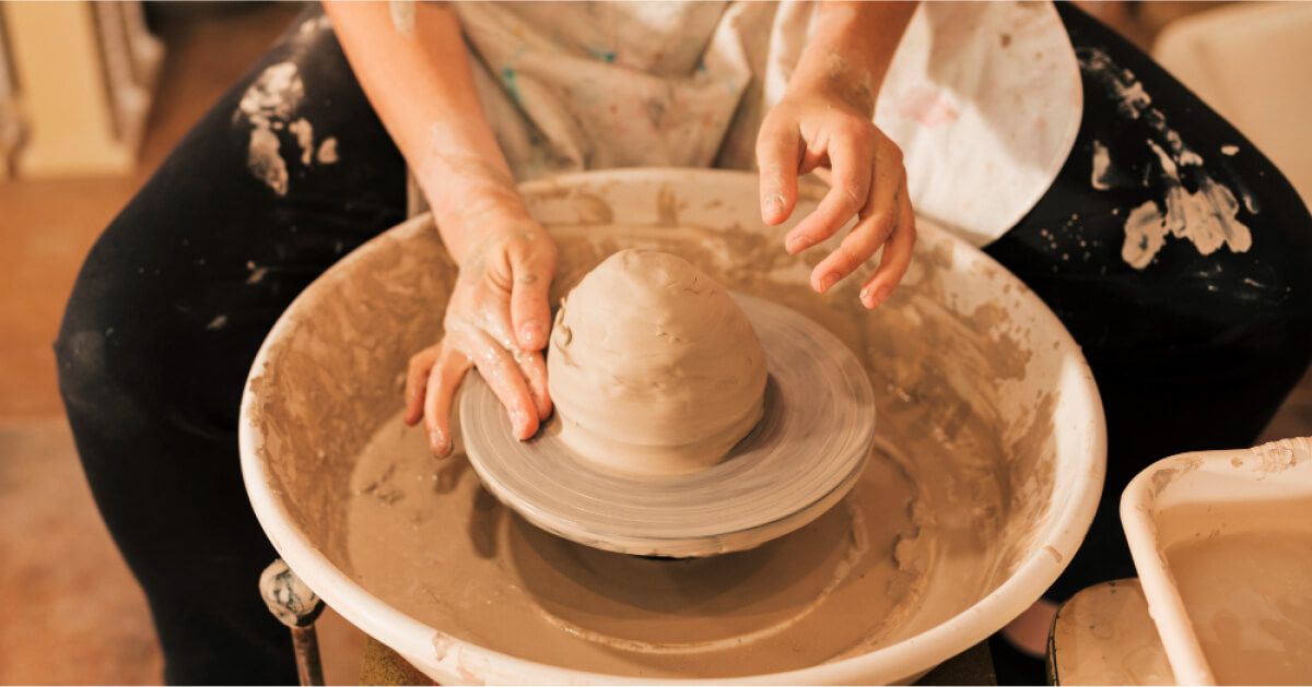 A woman doing pottery