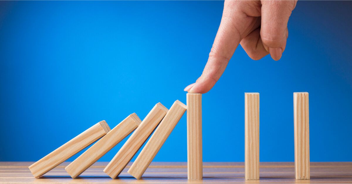 Man playing jenga