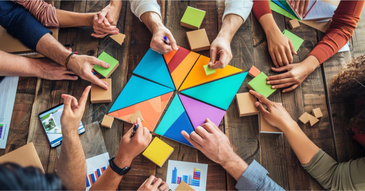 People solving a puzzle together