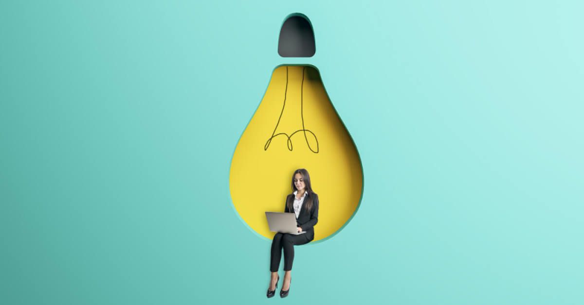 A woman sitting inside a bulb