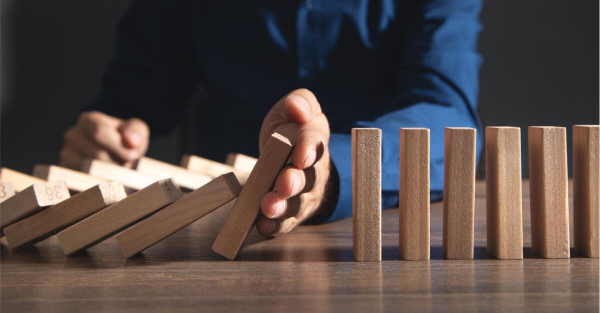 A man playing jenga