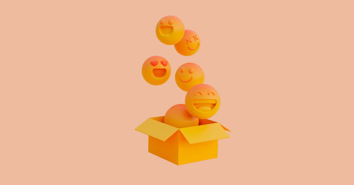 Emojis coming out of a box