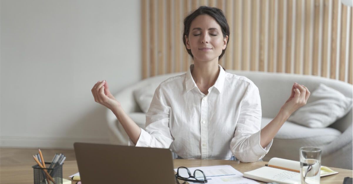 A woman meditating