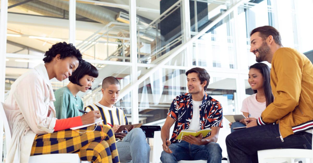 A group of people sitting together