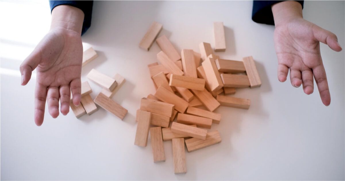 A person playing jenga