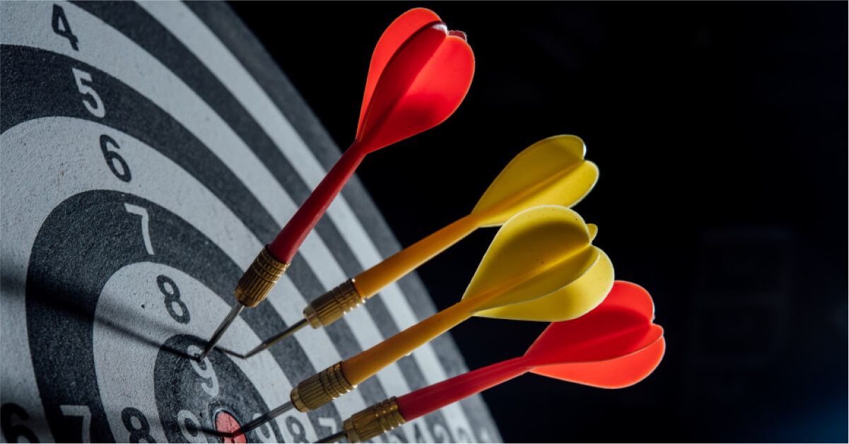 Dart pins on the dartboard