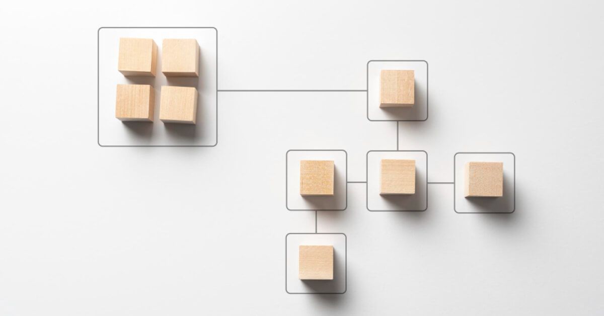 Hierarchy culture explained with wooded blocks 