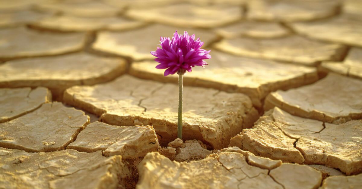 A flower growing amidst deserted lands