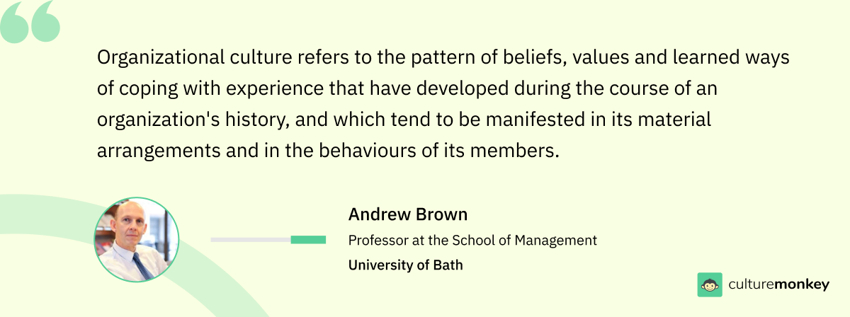 Company culture quote by Andrew Brown, Professor at University of Bath