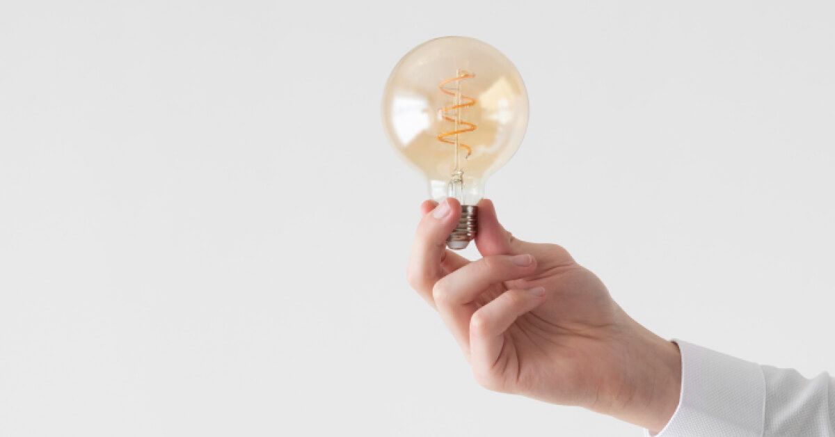 A person holding a bulb 