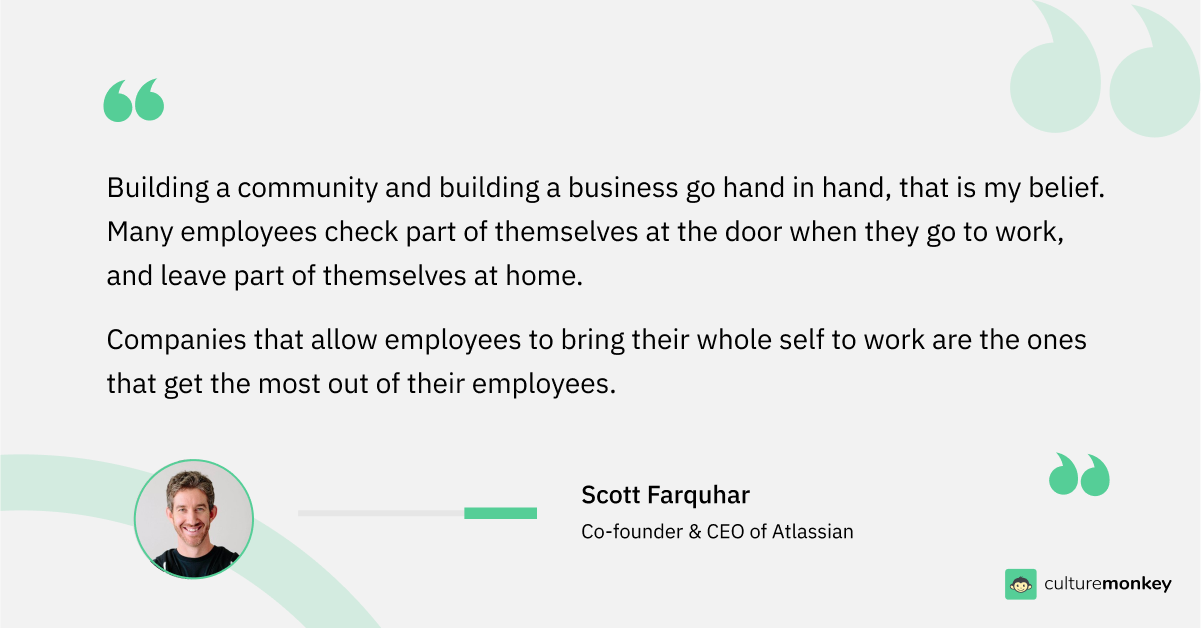 Employee wellness quote by Scott Farquhar, Co-founder and CEO of Atlassian