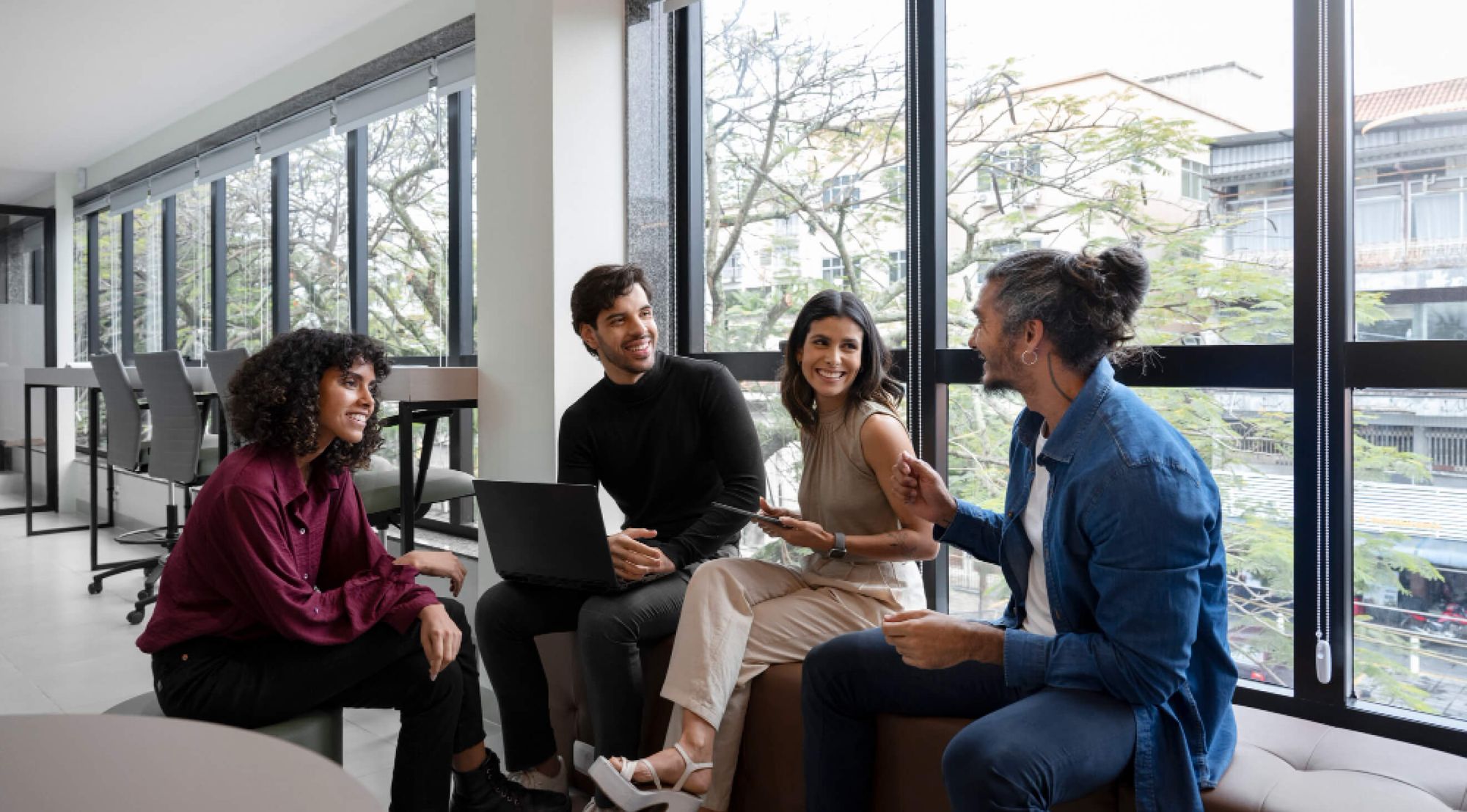 Team members in a discussion