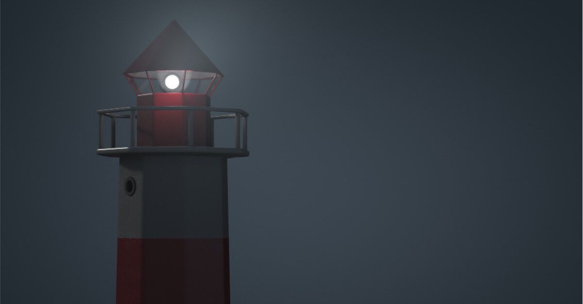 A red lighthouse with white stripes