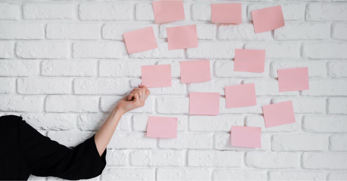 Sticky notes on a wall