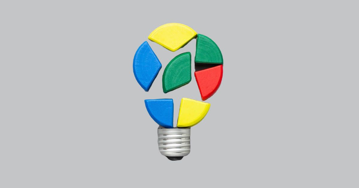 Colorful fragmented light bulb