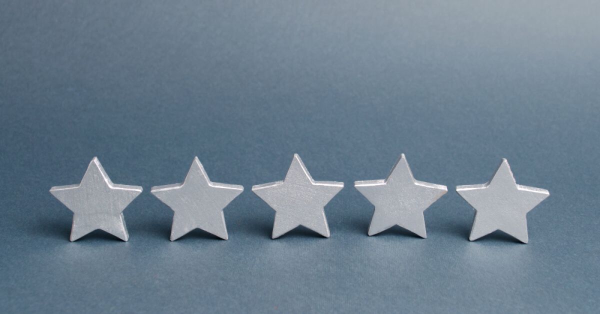 Five silver colored stars 