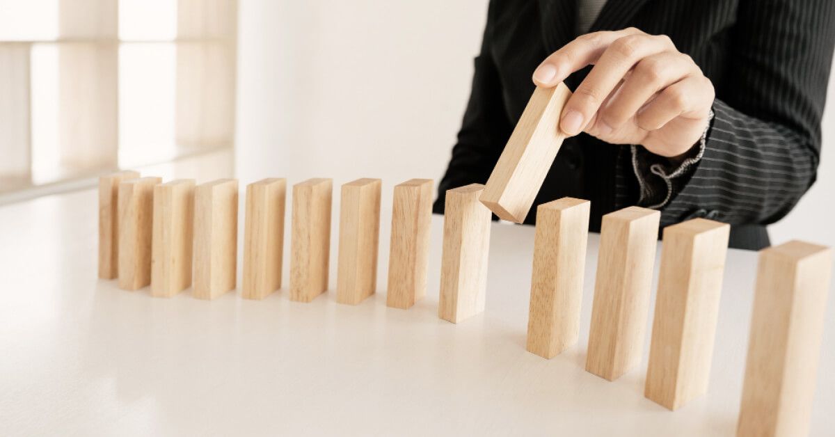 A man playing jenga