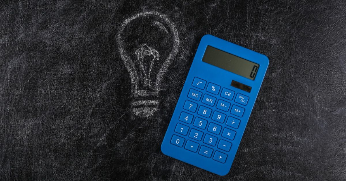 A blue calculator