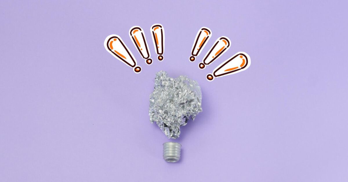 A light bulb with aluminium foil