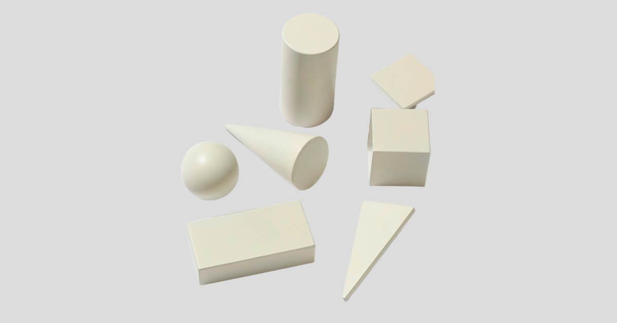 Group of floating 3d shapes