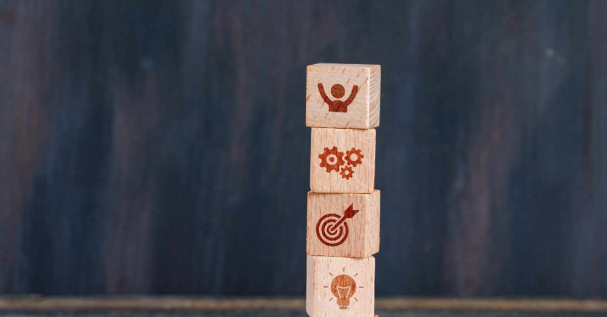 Wooden blocks stacked on top of each