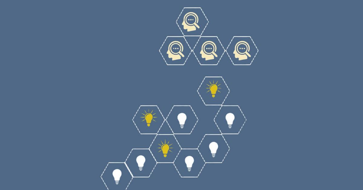 A light bulb icons in blue background