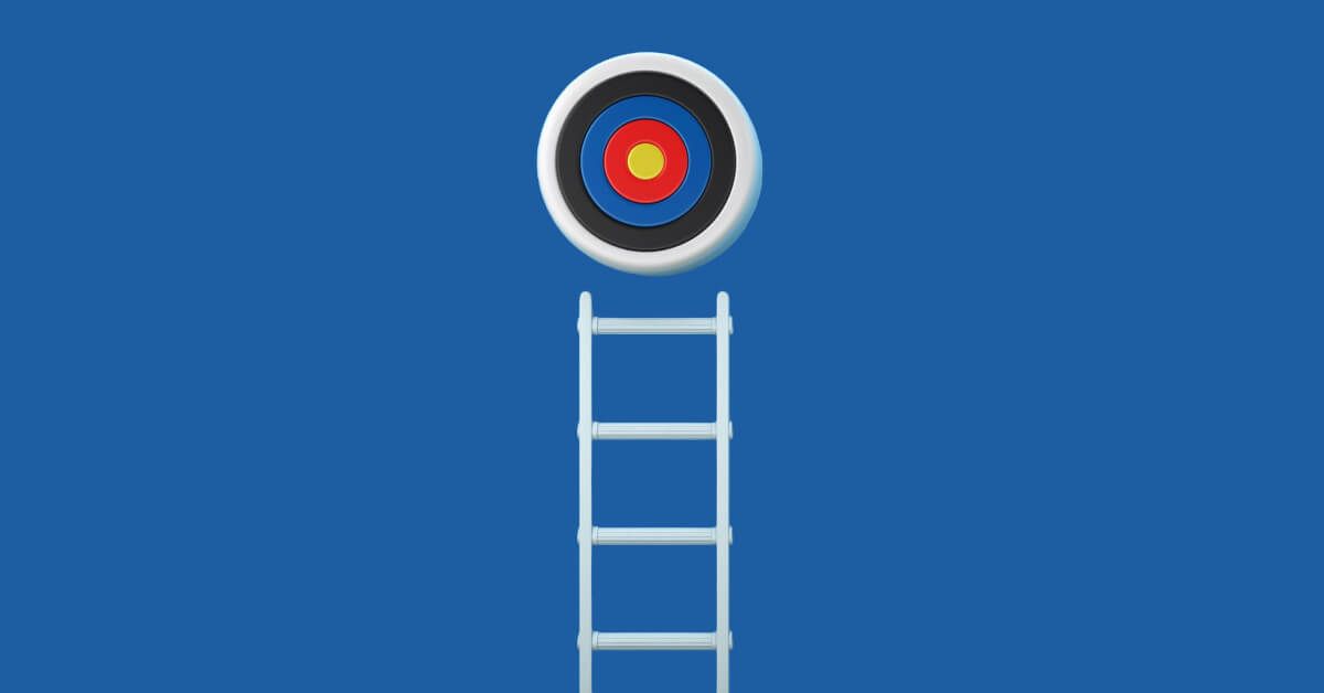 White ladder leading up to a target board